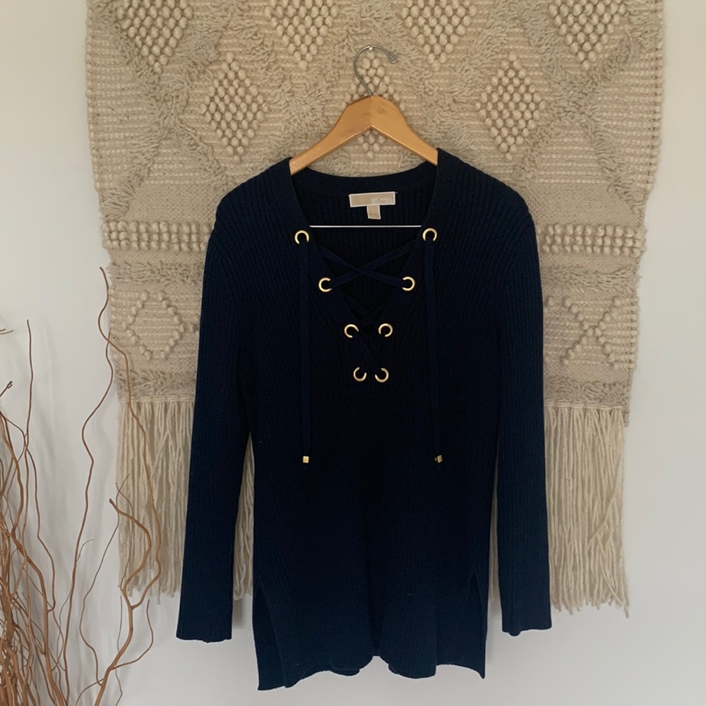 Michael Kors ribbed navy blue sweater